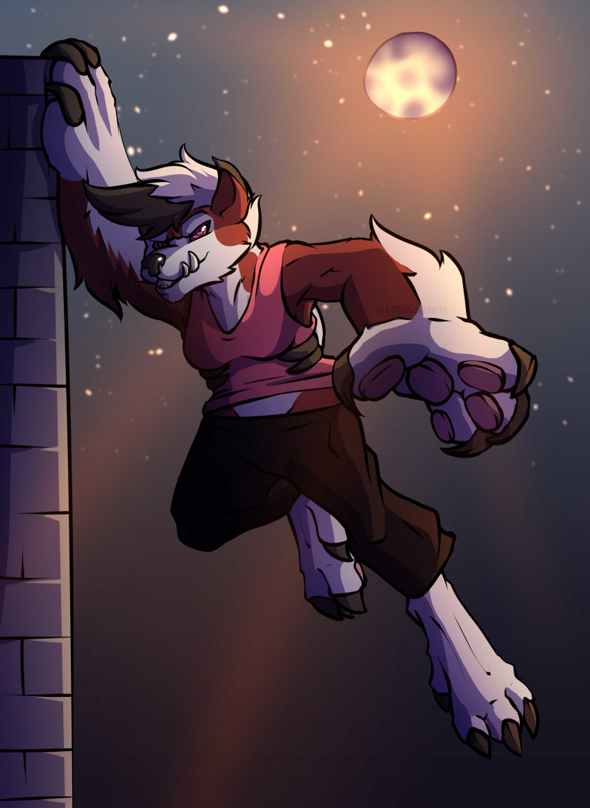 4_fingers 4_toes anthro big_hands biobasher biped canid canine claws lycanroc mammal monster moon moonlight night nintendo paws pok&eacute;mon pok&eacute;mon_(species) solo star toe_claws toes transformation video_games were werecanid werecanine werewolf