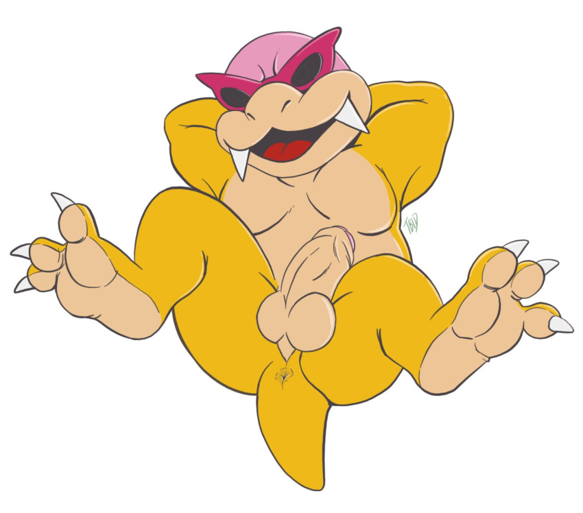 3_toes anthro anus balls claws foreskin genitals hi_res humanoid_genitalia humanoid_penis koopaling male mario_bros nintendo nude penis roy_koopa soles solo toe_claws toes video_games xtbidx