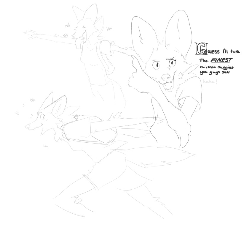 anthro backpack canid canine english_text female gesture hd01 hi_res laugh mammal maned_wolf mary_(wetchop) monochrome montage naruto_run pointing running sketch solo teenager text wetchop young
