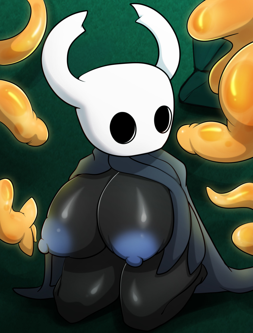 absurd_res anthro arthropod big_breasts black_body breasts clothed clothing crossgender digital_media_(artwork) female hi_res hollow_knight horn humanoid imminent_sex insect intersex intersex/intersex nipples not_furry penis_tentacles protagonist_(hollow_knight) short_stack simple_background solo team_cherry tentacles thick_thighs vessel_(species) video_games zzvinniezz