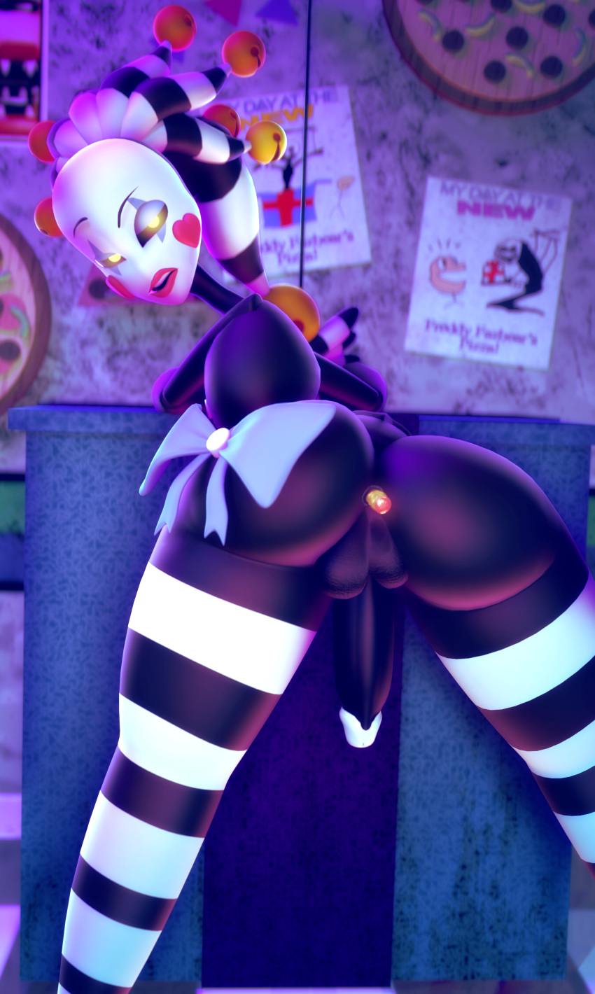 3d_(artwork) absurd_res anal anal_penetration animatronic anthro balls big_butt big_penis bow bugafterdark butt buttplug buttplug_in_ass digital_media_(artwork) erection eyeshadow fingers five_nights_at_freddy's five_nights_at_freddy's_2 genitals hi_res humanoid humanoid_genitalia humanoid_penis lips looking_at_viewer looking_back machine makeup male marionette_(fnaf) not_furry nude penetration penis penis_tip puppet_(fnaf) robot sex_toy sex_toy_in_ass solo source_filmmaker striped_legs stripes thick_lips thick_thighs video_games wide_hips