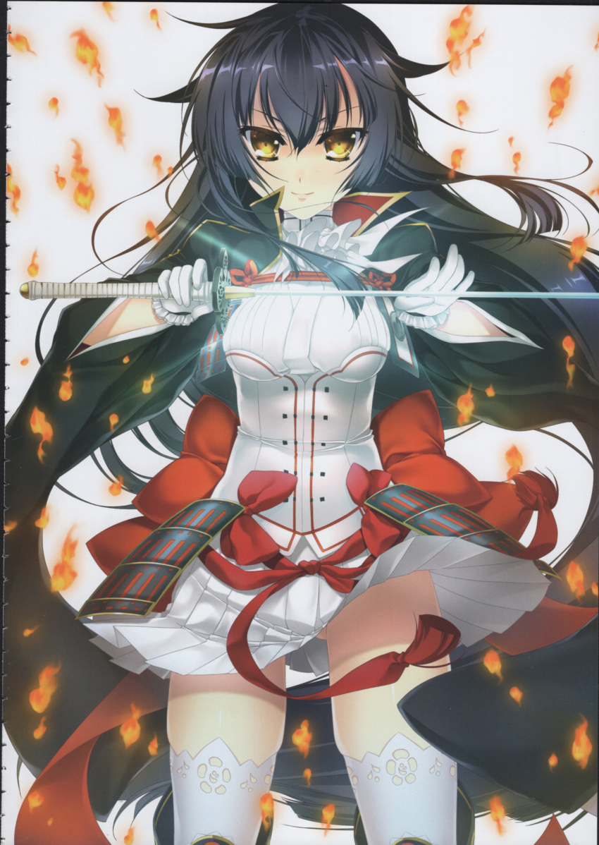 armor baseson katagiri_hinata oda_saburo_kuon_nobunaga overfiltered raw_scan sengoku_koihime sword thighhighs