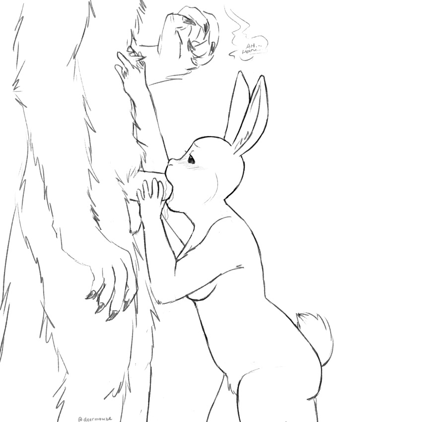 1:1 2020 absurd_res anthro anthro_on_anthro anthro_penetrated anthro_penetrating anthro_penetrating_anthro beastars black_and_white breasts canid canine canis claws crotch_tuft deermouze domestic_rabbit duo erection faceless_male fellatio female female_penetrated fluffy genitals haru_(beastars) hi_res humanoid_hands lagomorph larger_male legoshi_(beastars) leporid male male/female male_penetrating male_penetrating_female mammal monochrome nude oral oral_penetration oryctolagus penetration penile penile_penetration penis rabbit sex side_view size_difference sketch smaller_female smaller_penetrated tuft wolf