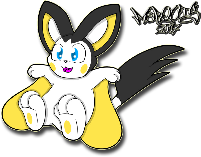 2011 alpha_channel ambiguous_gender black_body black_fur blue_eyes emolga fur marquis2007 nintendo open_mouth pawpads paws pok&eacute;mon pok&eacute;mon_(species) semi-anthro simple_background toes tongue transparent_background video_games white_body white_fur white_inner_ear wings yellow_body yellow_fur yellow_inner_ear yellow_pawpads