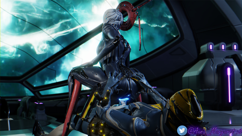 16:9 alien auramargaret bodily_fluids cum cum_in_pussy cum_inside female genital_fluids hand_on_butt hi_res humanoid intersex intersex/female looking_back mesa_(warframe) riding tenno trinity_(warframe) video_games warframe widescreen