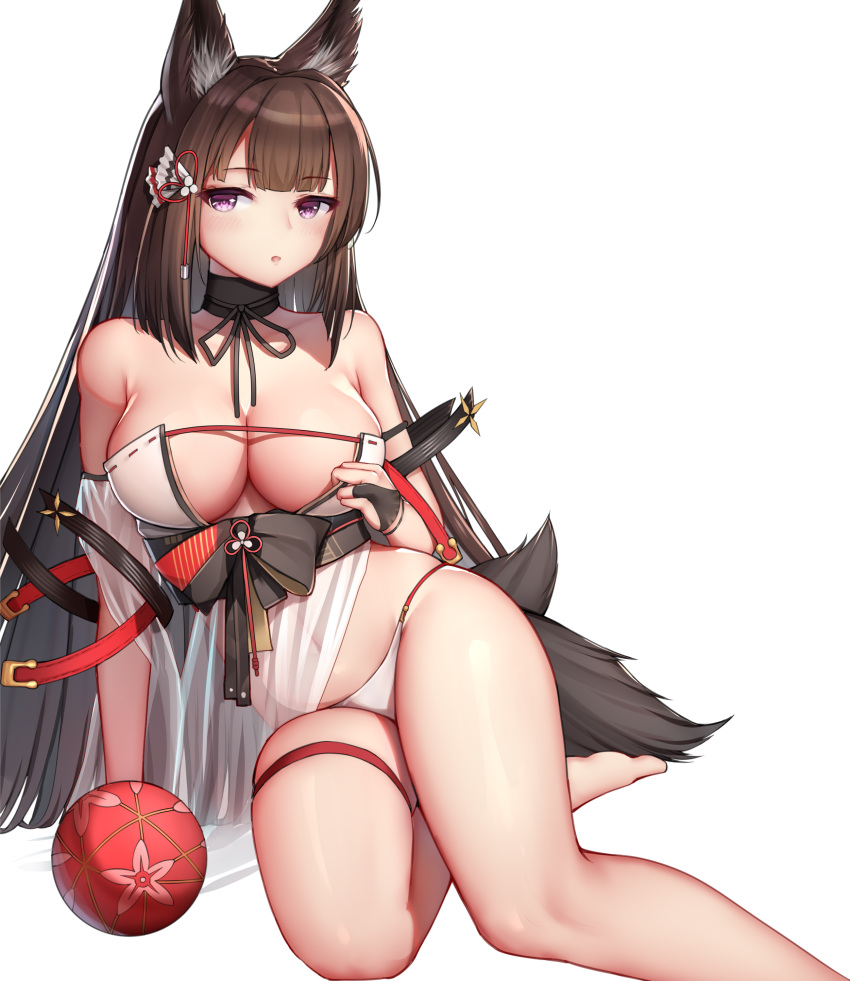 amagi_(azur_lane) animal_ears azur_lane bikini garter gei_daipf kitsune see_through swimsuits tail undressing