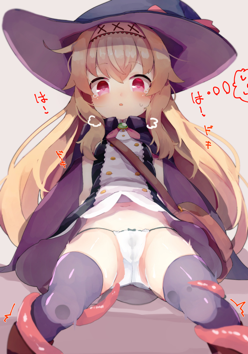 bandaid cameltoe little_witch_nobeta nobeta pantsu skirt_lift string_panties teranekosu thighhighs witch