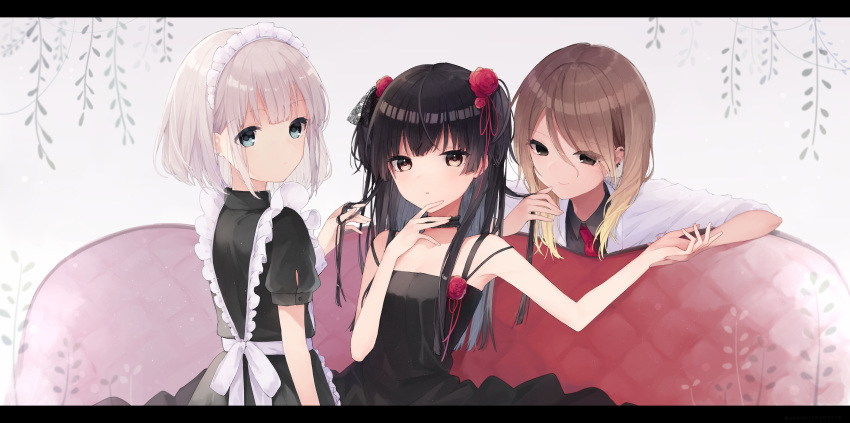 cleavage dress izumi_mei maid mayuzumi_fuyuko sakuyunomi serizawa_asahi the_idolm@ster the_idolm@ster_shiny_colors yuri