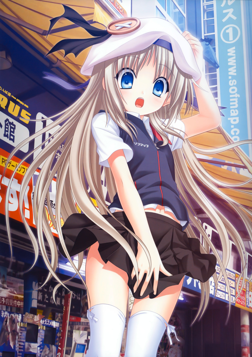 kud_wafter little_busters! na-ga noumi_kudryavka skirt_lift tagme thighhighs