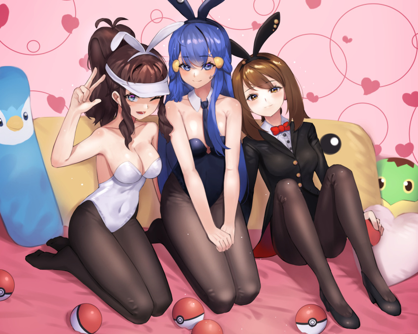 cropped haruka_(pokemon) hikari_(pokemon) lordol piplup pokemon touko_(pokemon) turtwig