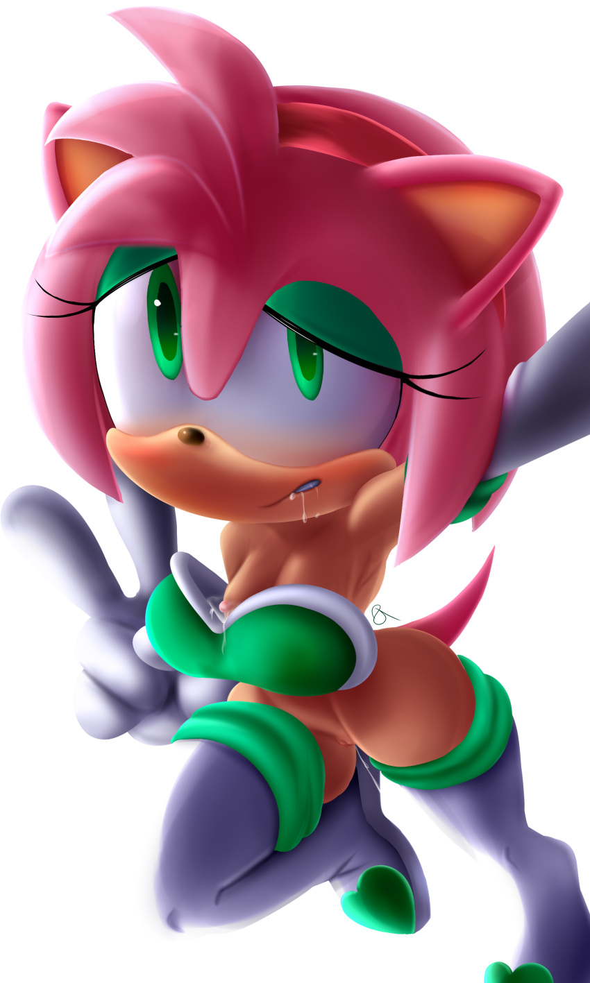 absurd_res alpha_channel alternate_costume amy_rose anthro blush bodily_fluids boots bottomless bukkake clothed clothing cum drooling eulipotyphlan female footwear genital_fluids genitals gloves handwear hedgehog hi_res legwear mammal nipple_slip pussy pussy_juice rasenxoru rouge_the_bat saliva sega solo sonic_the_hedgehog_(series) thigh_highs video_games