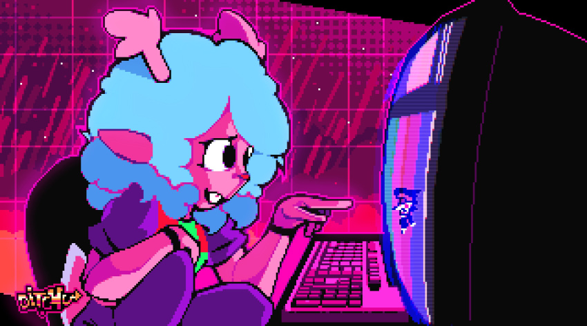 anthro blade_runner_2049 computer deer deltarune digital_media_(artwork) ditchu electronics female gesture hi_res keyboard male mammal meme new_world_deer noelle_holiday parody pixel_(artwork) pointing reindeer restricted_palette signature spamton_g._spamton undertale_(series)