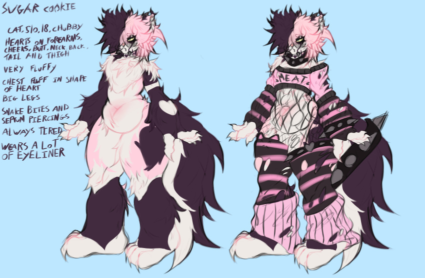 absurd_res anthro belly domestic_cat felid feline felis fluffy hi_res huge_filesize invalid_tag kandy_kadaver male male/male mammal model_sheet pink slightly_chubby solo