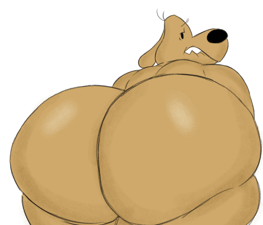 animated anthro bedroom_eyes bent_over big_butt bouncing_butt brown_body butt canid canine canis digital_drawing_(artwork) digital_media_(artwork) domestic_dog filthyopossum glistening hi_res inviting looking_at_viewer looking_back male mammal narrowed_eyes overweight overweight_anthro overweight_male sam_and_max samuel_dog seductive short_playtime simple_background solo teeth thick_thighs twerking white_background