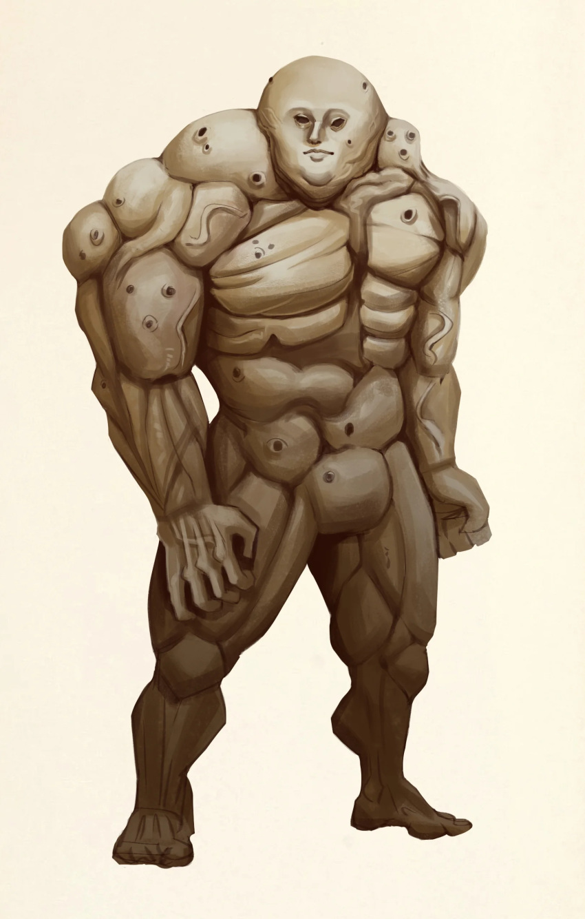 2024 5_fingers absurd_res animate_inanimate beehive beekeeper_(fear_and_hunger) colored drein_(artist) fear_and_hunger featureless_crotch featureless_feet feet fingers hi_res hole_(anatomy) humanoid male monster monstrous_humanoid muscular muscular_humanoid muscular_male mutation nude overmuscle shaded simple_background solo standing vein veiny_muscles white_background white_body