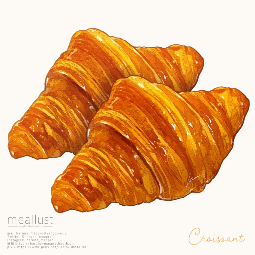 bread croissant food food_focus food_name haruna_macpro highres no_humans original simple_background white_background