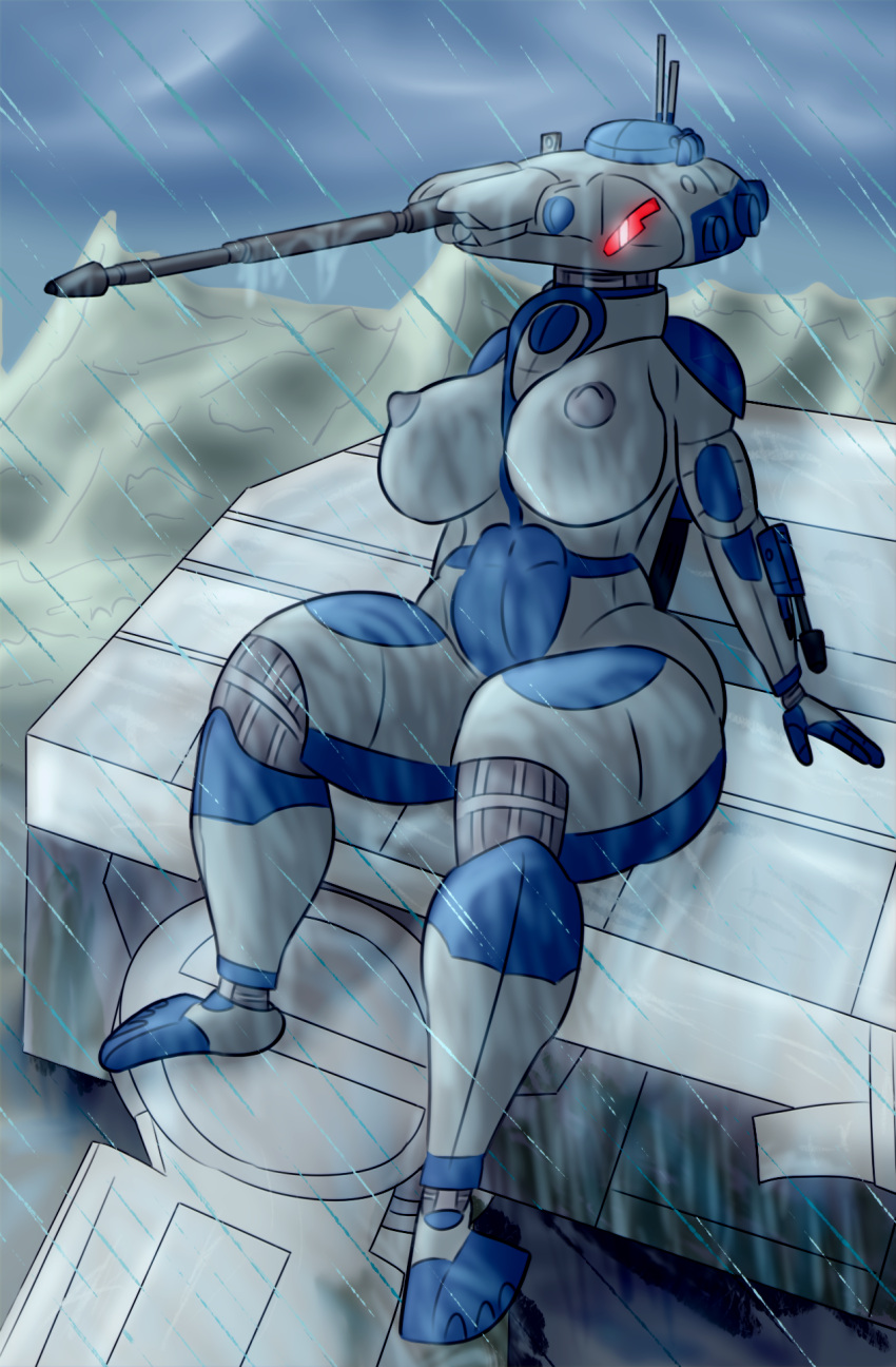 aat anthro armor armored_body armored_vehicle at-at blaster clothing cloud destroyed destroyed_vehicle dirt dirty female hi_res hill humanoid living_machine living_tank living_vehicle machine mantrinrus mechanic mechanical_arm mechanical_leg mountain nipples nude nude_female red_eyes sitting sitting_on_vehicle solo star_wars tank vehicle walker wet wet_body