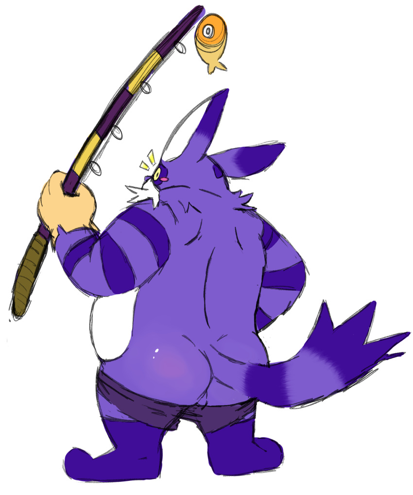 anthro barefoot belly big_the_cat blush butt clothed clothing colored_sketch domestic_cat felid feline felis fishing_rod footwear fur gloves handwear haxsmack hi_res humanoid_hands looking_at_viewer looking_back lure male mammal overweight overweight_anthro overweight_male pants_down partially_clothed purple_body purple_fur rear_view sandals sega sketch solo sonic_the_hedgehog_(series) standing surprise video_games white_belly white_body white_fur yellow_eyes
