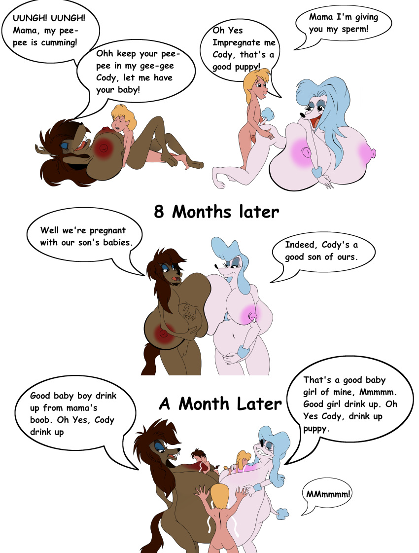 absurd_res adopted_son age_difference all_fours alpha_channel anthro big_breasts bodily_fluids breast_on_breasts breasts butt canid canine canis cody daughter diolouge disney doggystyle domestic_dog don_bluth edit english_text female from_behind_position genitals georgette_(disney) good_girl group hi_res huge_breasts human humanoid hunting_dog hyper hyper_breasts incest_(lore) lactating lying male male/female mammal milk missionary_position mother mother_and_child mother_and_daughter mother_and_son nude oliver_and_company on_back parent parent_and_child poodle pussy rita_(disney) saluki sex sighthound son swinbop_(artist) text the_rescuers_(disney) the_rescuers_down_under