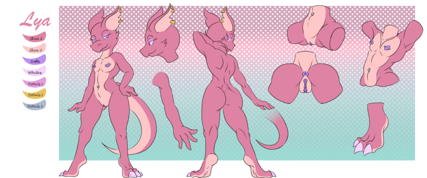 anthro artist_scalesindark feet female genitals kobold lya lya_(scalesindark) model_sheet pussy scalesindark_(artist) solo turnaround