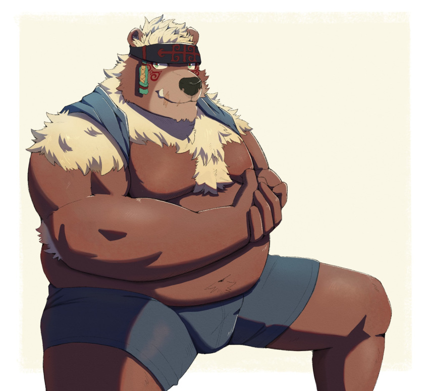 anthro arkross1999 belly chubby_male hi_res kemono kimun_kamui_(tas) male mammal overweight overweight_anthro overweight_male slightly_chubby solo tokyo_afterschool_summoners ursid video_games