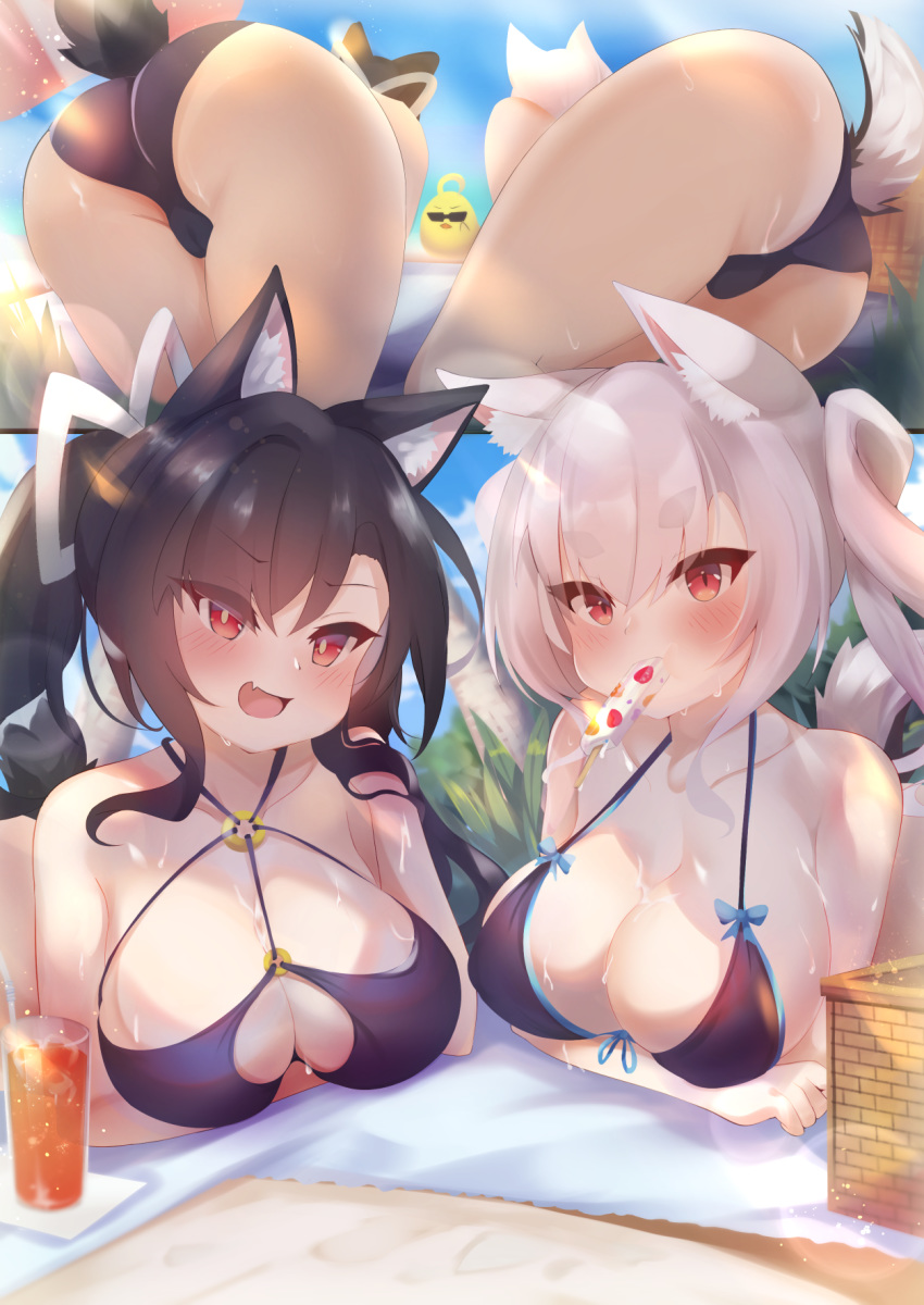 animal_ears ass azur_lane bikini shigure_(azur_lane) swimsuits tagme yuudachi_(azur_lane)