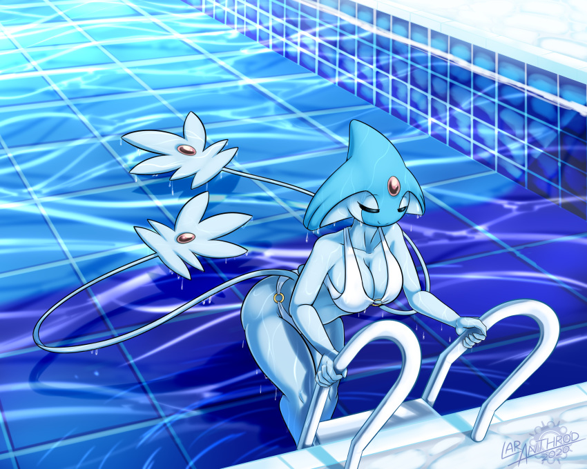 5:4 anthro azelf big_breasts bikini breasts clothed clothing curvaceous curvy_figure eyes_closed female hi_res lake_guardians latiar legendary_pok&eacute;mon legendary_trio nintendo outside pok&eacute;mon pok&eacute;mon_(species) pool_(disambiguation) solo solo_focus swimming swimwear video_games voluptuous water