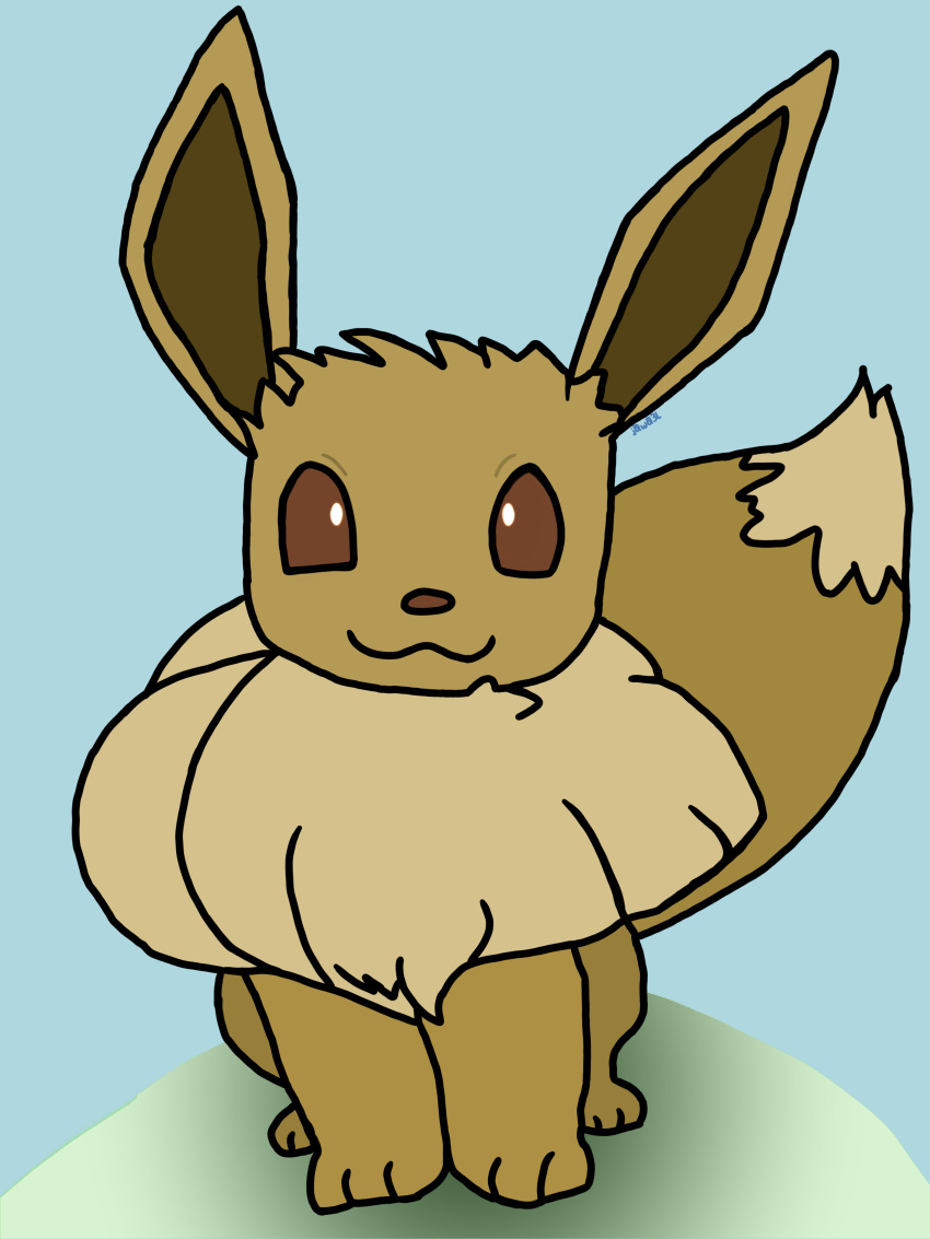 3:4 absurd_res ambiguous_gender big_ears big_tail color_edit colored colored_sketch digital_drawing_(artwork) digital_media_(artwork) edit eevee feral fluffy fluffy_tail furaffinity gradient_background hi_res j0w03l neckfluff nintendo paws pok&eacute;mon pok&eacute;mon_(species) quadruped simple_background simple_shading smile solo standing video_games