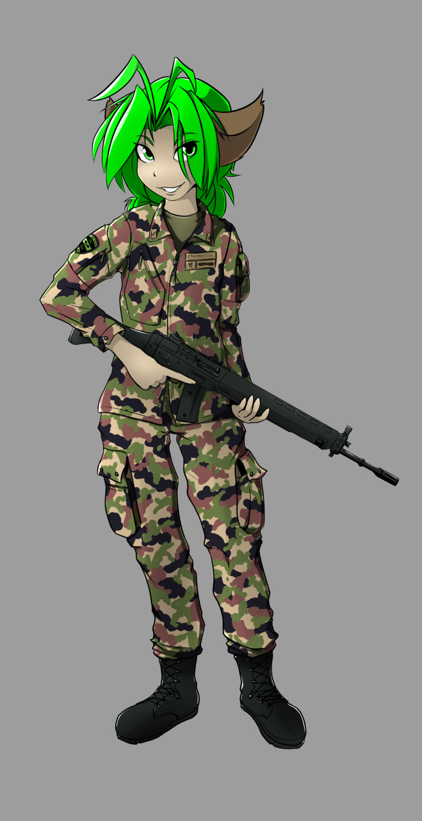 absurd_res clothing female hi_res human karen_taverndatter mammal military_uniform sig_550 solo stgw90 swiss_army twokinds uniform webcomic yttrium