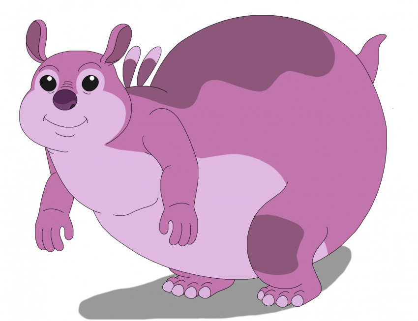 2020 4_fingers 4_toes alien back_markings back_spines cannonball_(lilo_and_stitch) claws disney experiment_(lilo_and_stitch) fingers flat_colors leg_markings lilo_and_stitch looking_at_viewer male markings mcsaurus multicolored_body overweight purple_body purple_inner_ear purple_nose semi-anthro simple_background small_ears smile solo toe_claws toes white_background