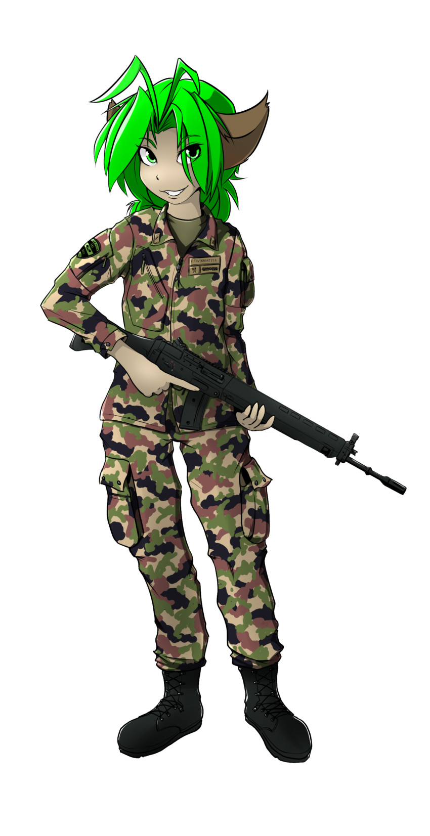 absurd_res alpha_channel clothing female hi_res human karen_taverndatter mammal military_uniform sig_550 solo stgw90 swiss_army twokinds uniform webcomic yttrium