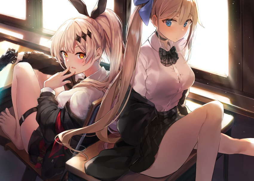 2girls girls_frontline ponytail seifuku tagme_(artist) tagme_(character)