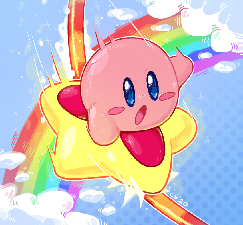 2020 cloud crownedvictory hi_res kirby kirby_(series) nintendo patreon rainbow solo star tagme video_games