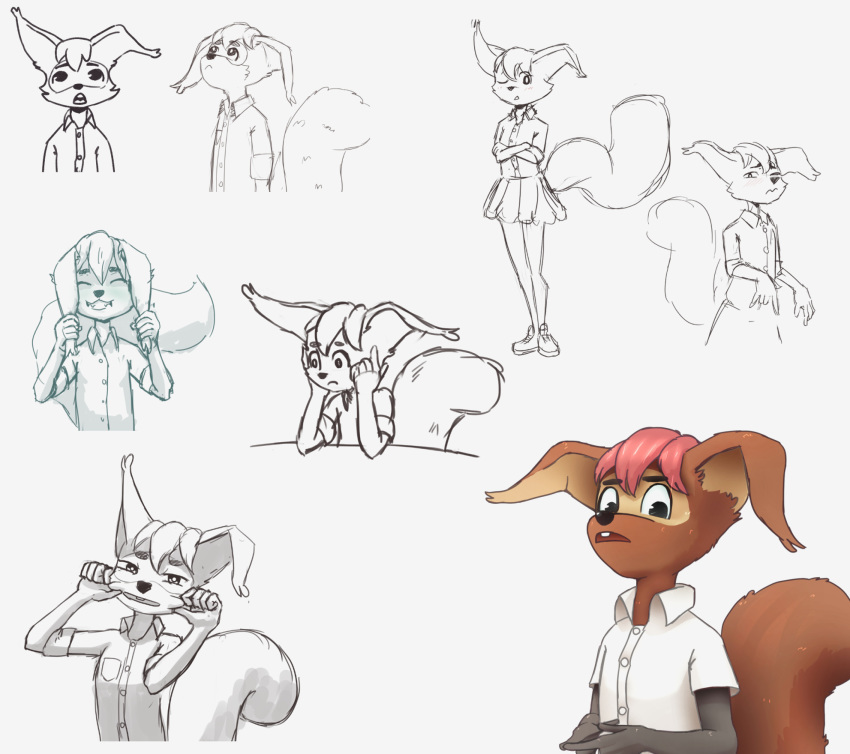 anthro female flat_chested fur hi_res lstvz mammal rodent sciurid sketch sketch_page solo tama-tama young