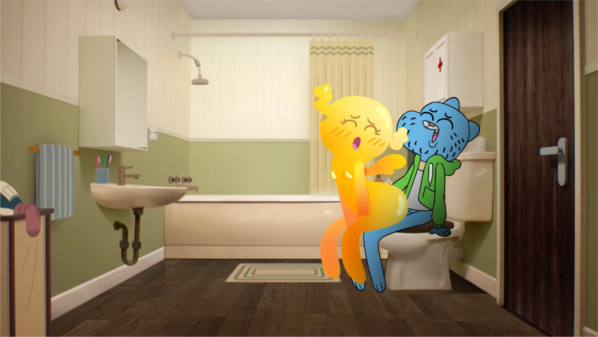 anal anal_penetration anthro bathroom big_butt blue_body blue_fur blush breasts butt cartoon_network clothed clothing domestic_cat duo eyes_closed felid feline felis female female_on_top female_penetrated fur genitals gumball_watterson hand_on_hip hi_res horn humanoid inside jones_boi looking_pleasured male male/female male_on_bottom male_penetrating male_penetrating_female mammal nude on_bottom on_top open_mouth penetration penile penile_penetration penis penny_fitzgerald reverse_cowgirl_position sex sitting smile the_amazing_world_of_gumball thick_thighs tongue wide_hips wings yellow_body