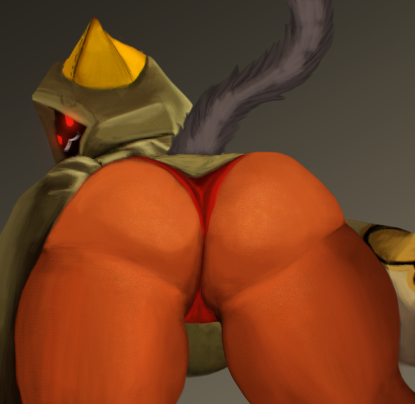 animal_humanoid big_butt blazblue butt cat_humanoid clothed clothing coffeewithdicks dark_skin felid felid_humanoid feline feline_humanoid female hi_res humanoid kaka_(blazblue) looking_at_viewer looking_back low-angle_view mammal mammal_humanoid panties panty_shot red_eyes simple_background solo solo_focus tan_body tan_skin taokaka thick_thighs underwear video_games wedgie worm's-eye_view