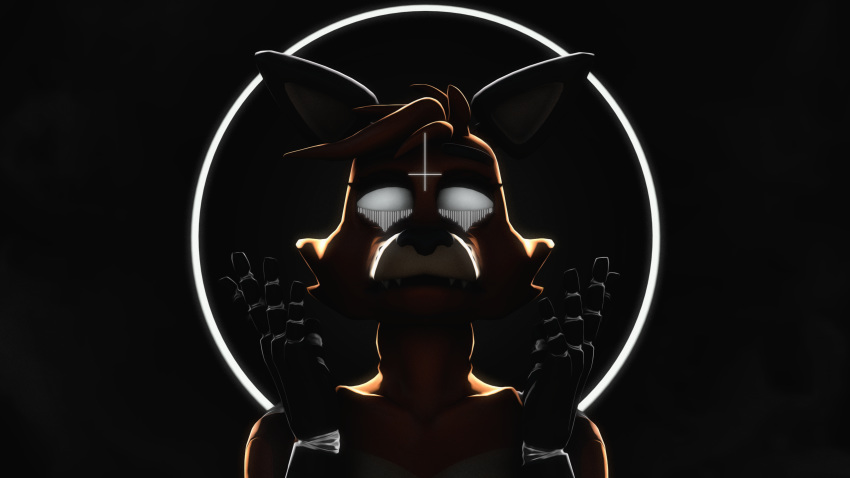 16:9 3d_(artwork) 5_fingers ambiguous_gender animatronic anthro canid canine digital_media_(artwork) fingers five_nights_at_freddy's fox foxy_(fnaf) front_view gold97fox hair hi_res machine mammal no_pupils nude orange_body orange_hair robot simple_background solo video_games widescreen