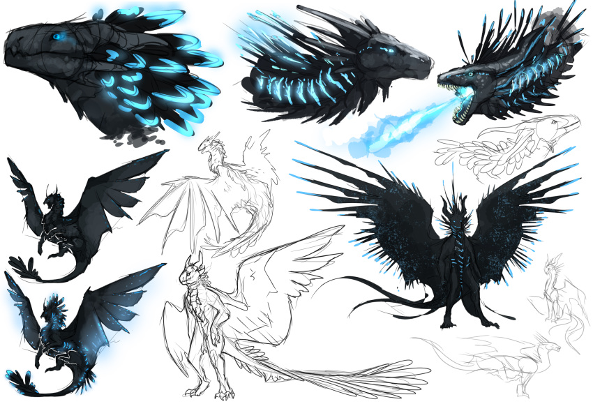ambiguous_gender anthro digital_media_(artwork) dragon feathered_dragon feathered_wings feathers feral hi_res male open_mouth solo soulsplosionsketches teeth tongue wings
