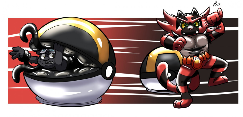 anthro ball bdsm bondage bound clothing encasement forced in_pok&eacute;ball incineroar inflation male nintendo panapoliz pok&eacute;ball pok&eacute;mon pok&eacute;mon_(species) rubber rubber_suit solo struggling suit tentacles video_games