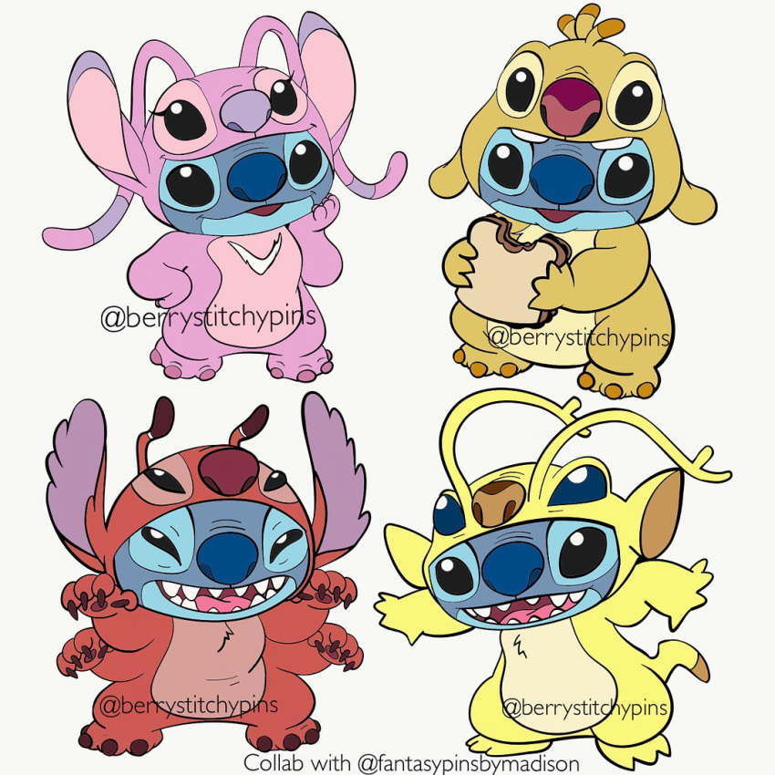 1:1 4_arms alien angel_(lilo_and_stitch) antennae_(anatomy) berrystitchpins blue_nose brown_nose claws clothing cosplay costume dipstick_antennae disney experiment_(lilo_and_stitch) food fur fursuit holding_object lilo_and_stitch long_antennae male_(lore) multi_arm multi_limb multicolored_antennae open_mouth pawpads pink_body pink_claws purple_nose red_body red_nose reuben_(lilo_and_stitch) sandwich_(food) semi-anthro simple_background sparky_(lilo_and_stitch) stitch_(lilo_and_stitch) teeth toes white_background white_body yellow_body yellow_claws