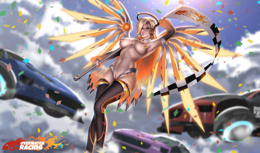 liang_xing mercy_(overwatch) naked nipples overwatch pussy thighhighs uncensored wings