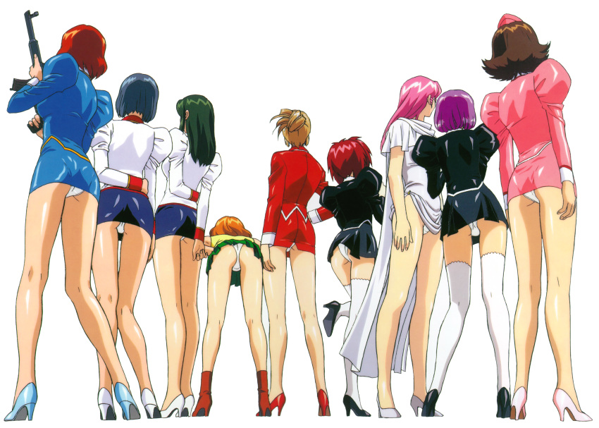 adjutant_(agent_aika) agent_aika aida_rion alexymetalia_maypia ass black_delmo black_delmo_leader blue_delmo blue_delmo_leader breasts delmo_commander dress hagen_neena pantsu pink_delmo suzie_(agent_aika) thighhighs uniform white_delmo yamauchi_noriyasu