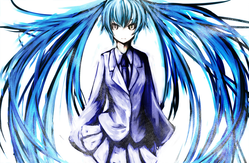 blue_hair hatsune_miku long_hair polychromatic suit tie twintails vocaloid white