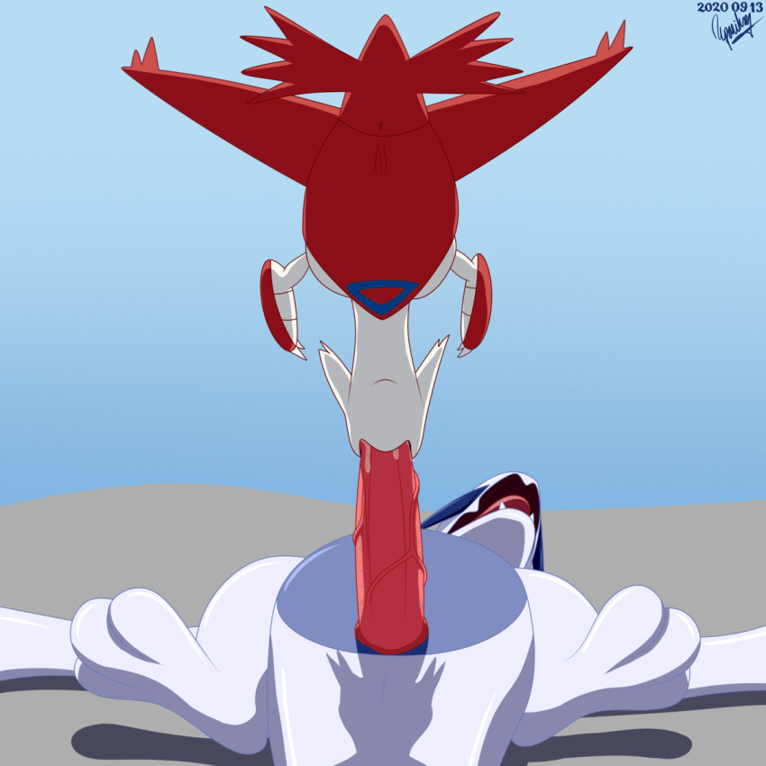 1:1 2020 2d_animation 3_toes animated bodily_fluids cel_shading duo eparihser erection eyes_closed fellatio female feral feral_on_feral frame_by_frame genital_fluids genitals hi_res humor latias legendary_pok&eacute;mon looking_pleasured loop lugia lying male male/female male_penetrating nintendo on_back oral oral_penetration penetration penile penis pink_penis pok&eacute;mon pok&eacute;mon_(species) precum sex short_playtime simple_background spinning toes vein veiny_penis video_games