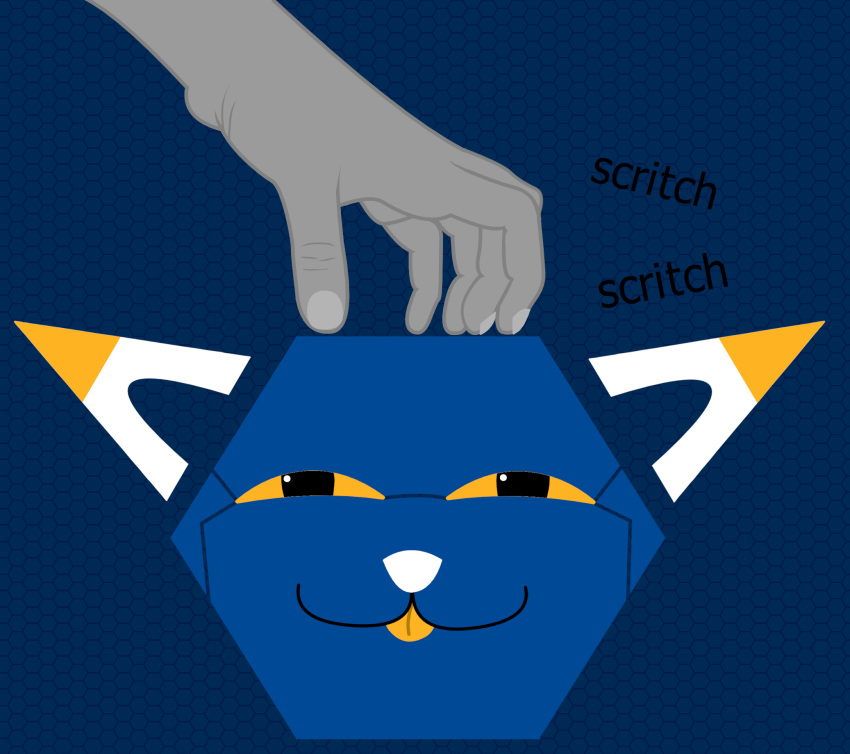 ambiguous_gender anon anthro disembodied_head duo e621 esix felid hi_res humanoid looking_at_viewer mammal mascot onomatopoeia orange_eyes petting redcrystal simple_background sound_effects text tongue tongue_out