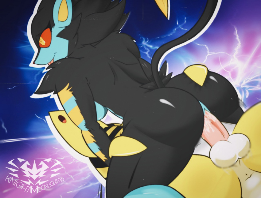 ampharos anthro anthro_on_anthro anus balls black_body black_fur blue_body bodily_fluids breasts butt cowgirl_position detailed_background duo female female_on_top female_penetrated fluffy fluffy_tail fur genital_fluids genitals interspecies knightmoonlight98 looking_pleasured luxray male male/female male_on_bottom male_penetrating male_penetrating_female multicolored_body multicolored_fur nintendo on_bottom on_top open_mouth orgasm orgasm_face penetration penis pok&eacute;mon pok&eacute;mon_(species) pussy pussy_juice sex smile tongue tongue_out two_tone_body vaginal vaginal_penetration video_games white_body yellow_body yellow_eyes