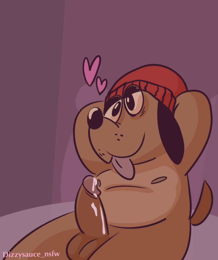 anthro balls beanie bodily_fluids canid canine canis clothing cum dizzysauce_nsfw domestic_dog ejaculation genital_fluids genitals hat headgear headwear hi_res male mammal nipples penis relaxing solo