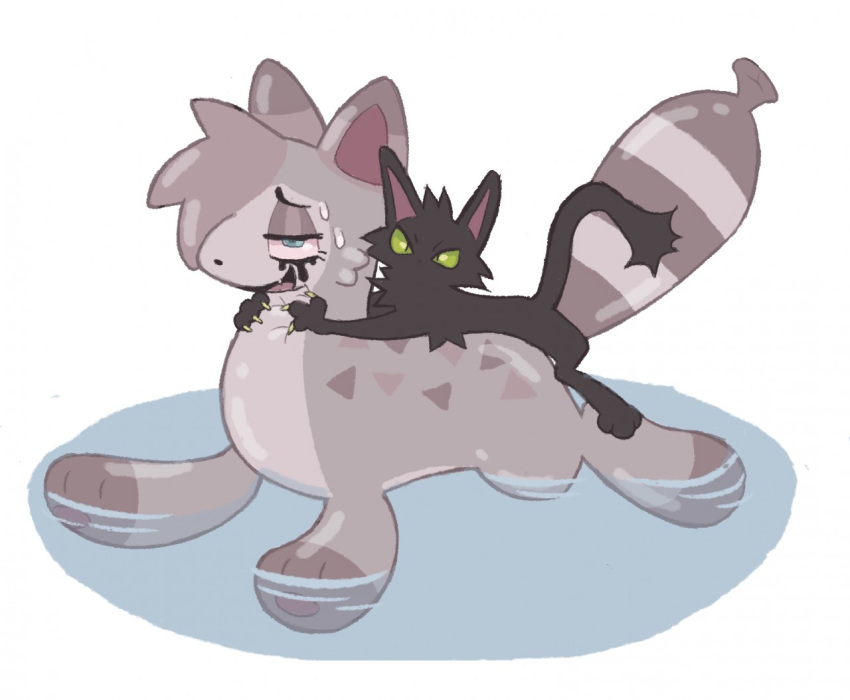 ashfur_(warriors) balloon claws domestic_cat duo felid feline felis female feral fur hair hollyleaf_(warriors) inflatable male mammal pool_toy popping thunderclan transformation vatborn warriors_(cats)