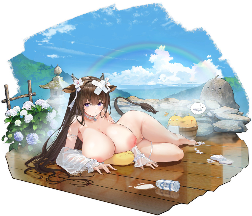 animal_ears azur_lane horns kashino_(azur_lane) manjuu_(azur_lane) naked nipples photoshop pussy tail transparent_png uncensored yyy_(zelda10010)