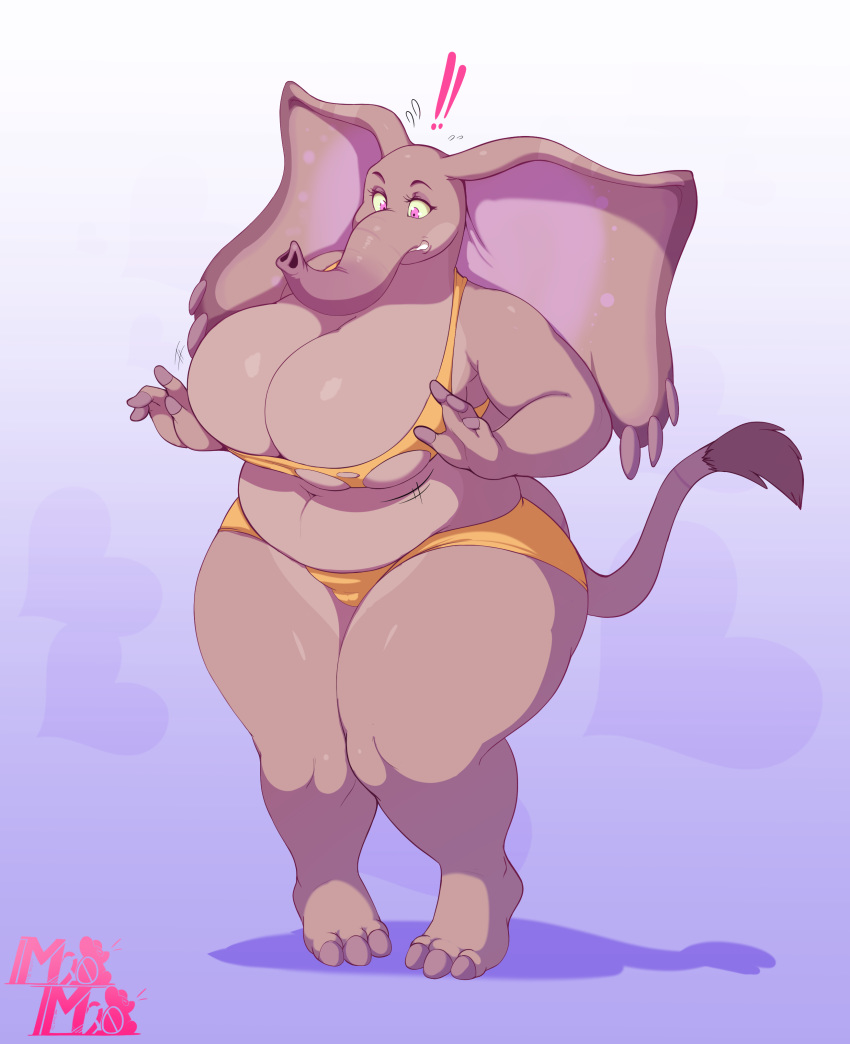 absurd_res anthro belly big_breasts breasts clothing elephant elephantid female hi_res huge_breasts huge_thighs mammal meganemausu overweight overweight_anthro overweight_female proboscidean sarah_fairhart solo thick_thighs